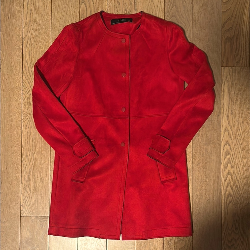 Zara Women's Vibrant Red Trench Coat